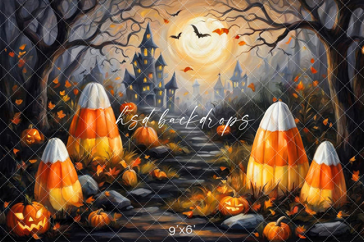 Trick-or-Treat Trail Halloween Kids Photo Background