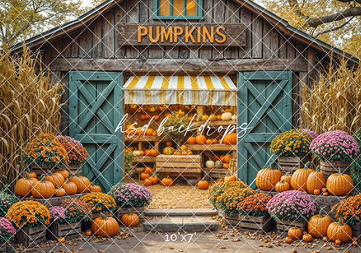 Rustic Pumpkin Barn – Fall Harvest Photography Backdrop