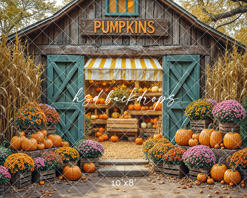 Rustic Pumpkin Barn – Fall Harvest Photography Backdrop