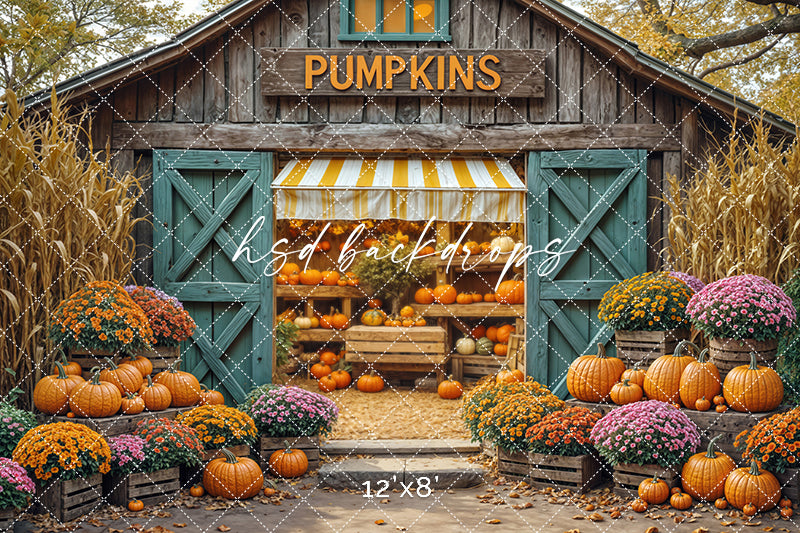 Rustic Pumpkin Barn – Fall Harvest Photography Backdrop