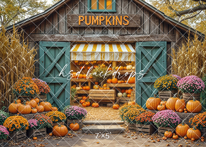 Rustic Pumpkin Barn – Fall Harvest Photography Backdrop