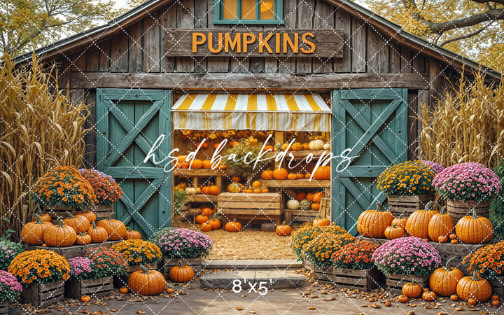 Rustic Pumpkin Barn – Fall Harvest Photography Backdrop
