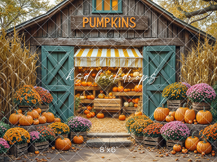 Rustic Pumpkin Barn – Fall Harvest Photography Backdrop