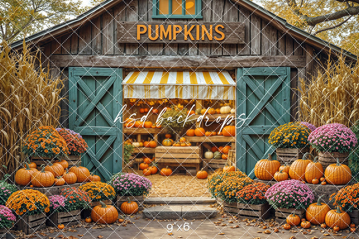 Rustic Pumpkin Barn – Fall Harvest Photography Backdrop