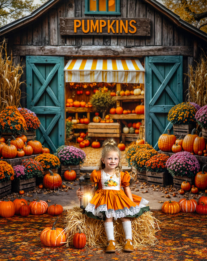 Rustic Pumpkin Barn – Fall Harvest Photography Backdrop