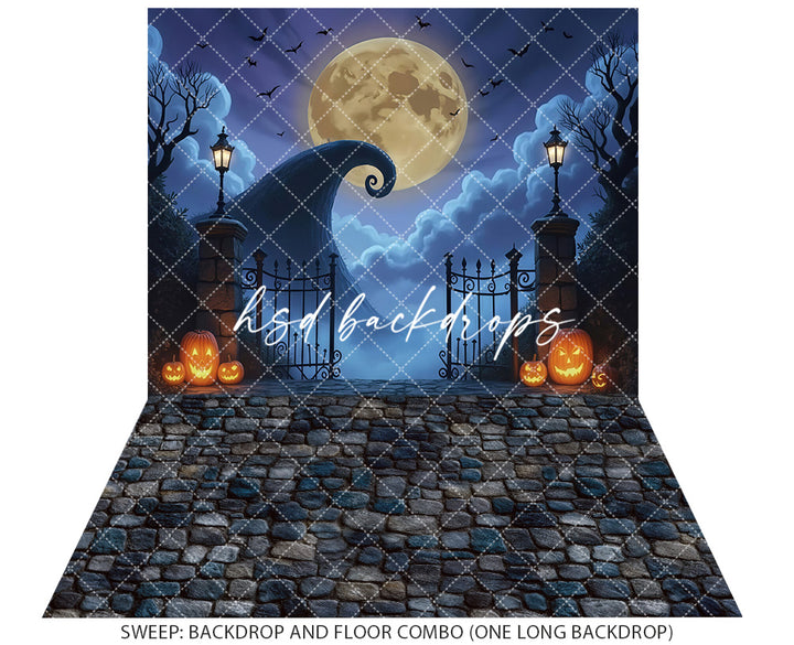 Moonlit Gate & Spiral Hill Backdrop