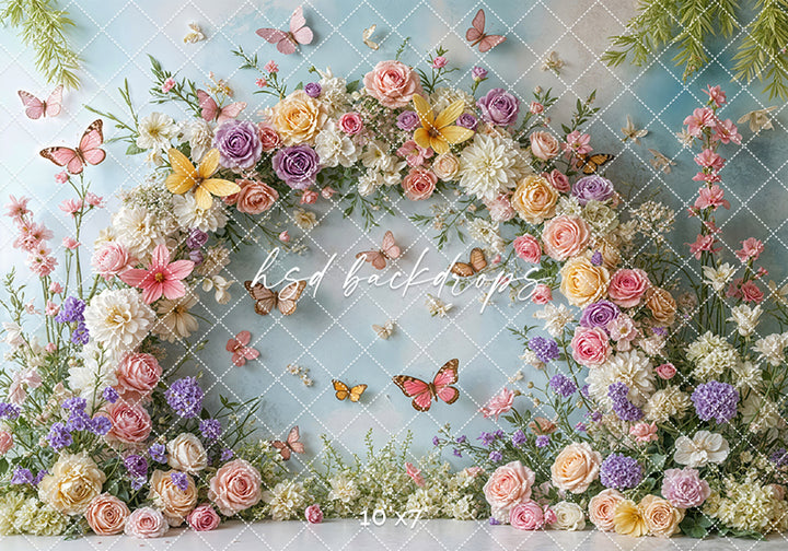 Pastel Butterfly Blooms Arch - HSD Photography Backdrops