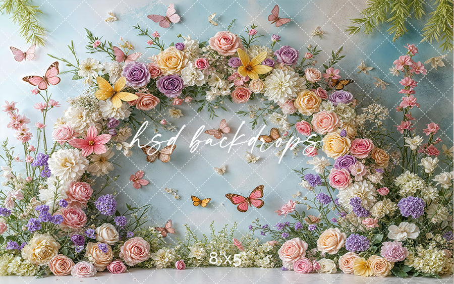Pastel Butterfly Blooms Arch - HSD Photography Backdrops