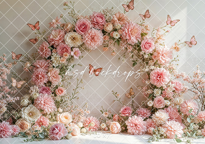 Pink Butterfly Blooms Arch - HSD Photography Backdrops
