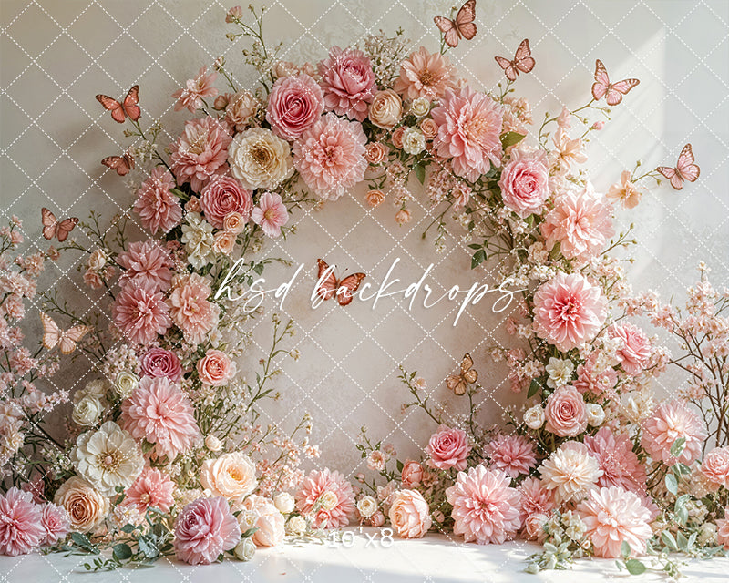Pink Butterfly Blooms Arch - HSD Photography Backdrops