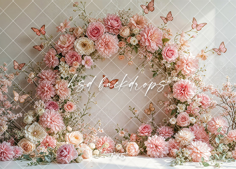 Pink Butterfly Blooms Arch - HSD Photography Backdrops