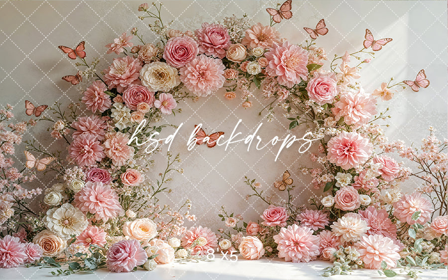 Pink Butterfly Blooms Arch - HSD Photography Backdrops