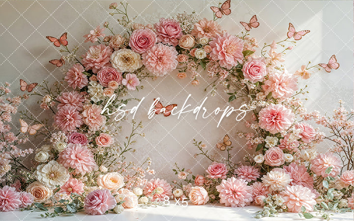 Pink Butterfly Blooms Arch - HSD Photography Backdrops