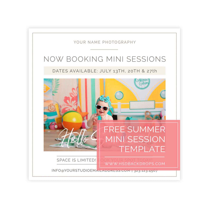 Free Summer Mini Session Template - HSD Photography Backdrops 