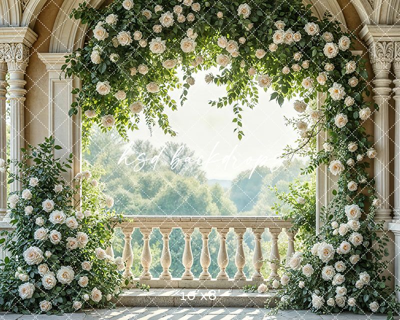 Romantic Roses Balcony - HSD Photography Backdrops