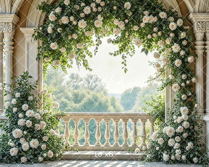 Romantic Roses Balcony - HSD Photography Backdrops