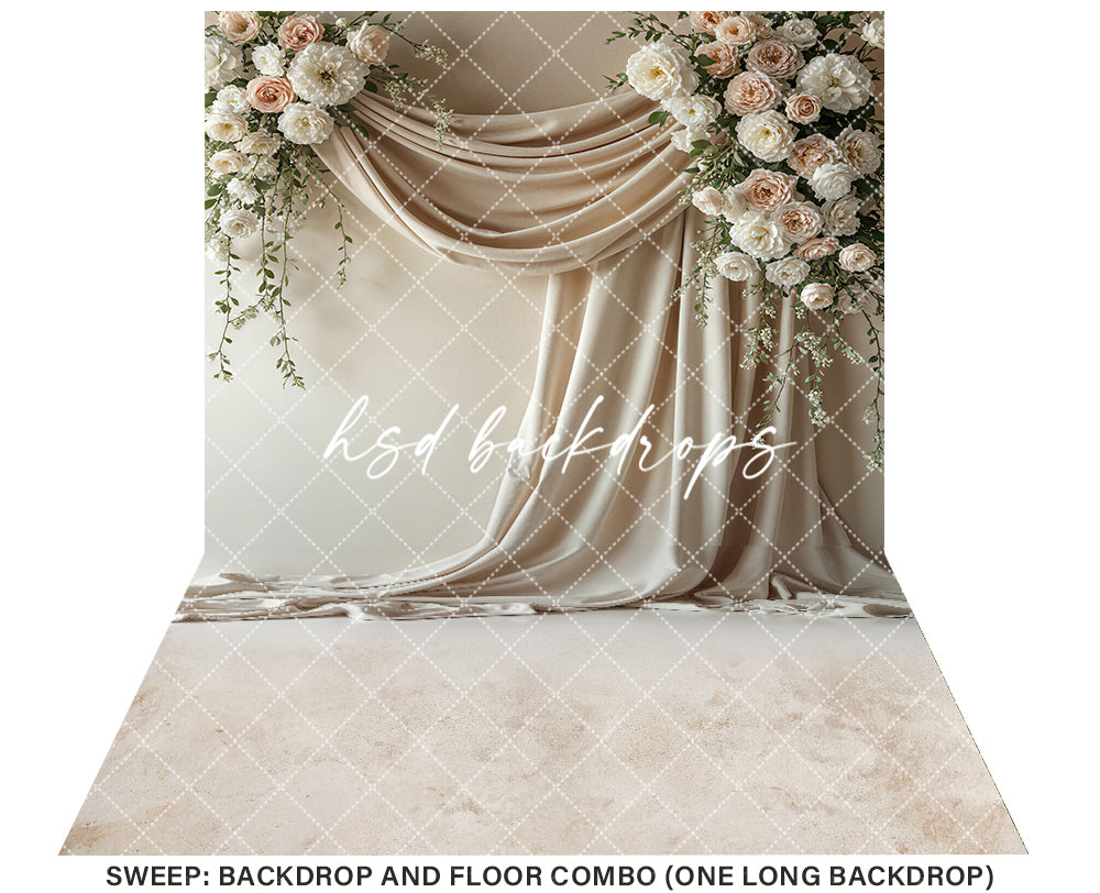Peony Perfection Draped Fabric (sweep options) - HSD Photography Backdrops