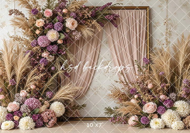 Pretty Purple Floral Frame (sweep options) - HSD Photography Backdrops