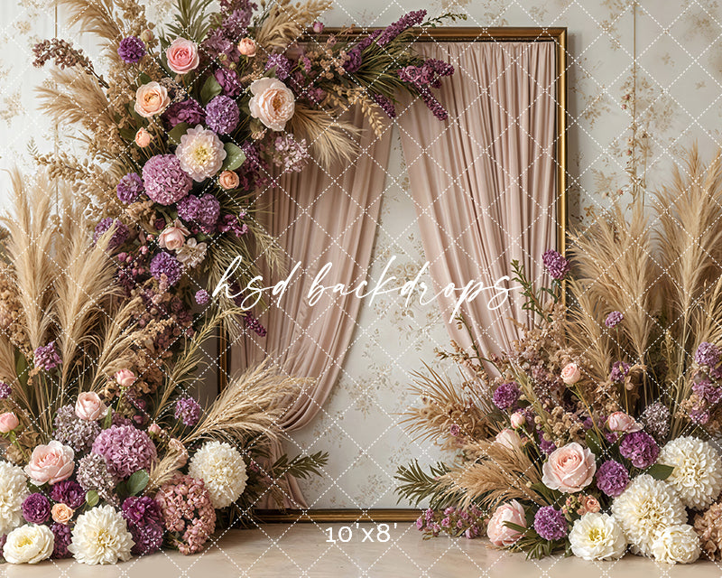 Pretty Purple Floral Frame (sweep options) - HSD Photography Backdrops