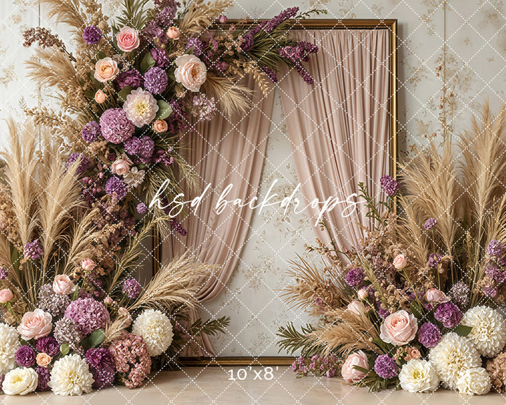 Pretty Purple Floral Frame (sweep options) - HSD Photography Backdrops