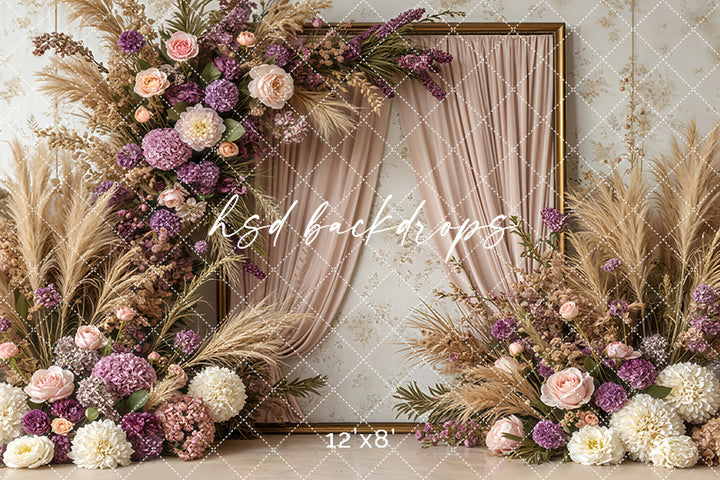 Pretty Purple Floral Frame (sweep options) - HSD Photography Backdrops