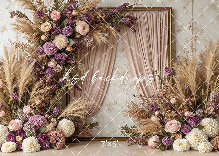 Pretty Purple Floral Frame (sweep options) - HSD Photography Backdrops