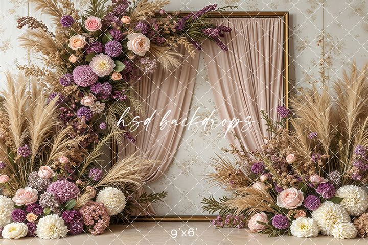 Pretty Purple Floral Frame (sweep options) - HSD Photography Backdrops