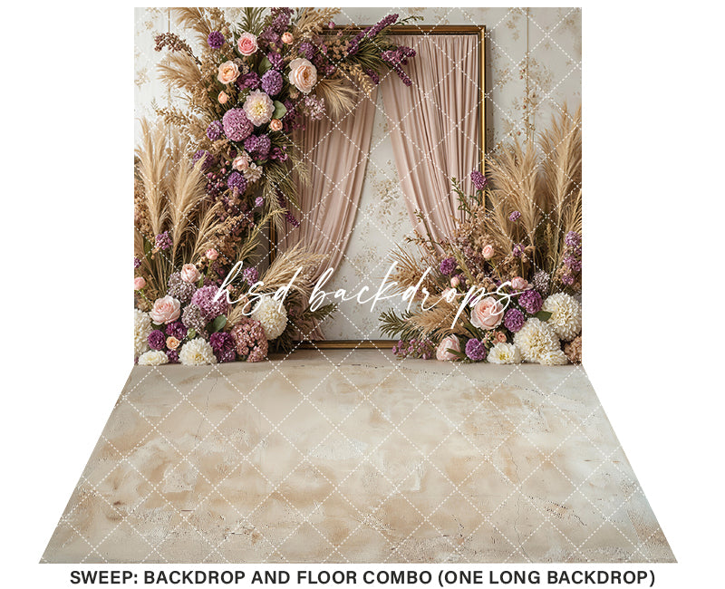 Pretty Purple Floral Frame (sweep options) - HSD Photography Backdrops