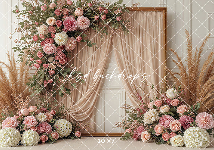 Boho Blooms Floral Frame (sweep options) - HSD Photography Backdrops