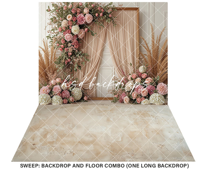 Boho Blooms Floral Frame (sweep options) - HSD Photography Backdrops