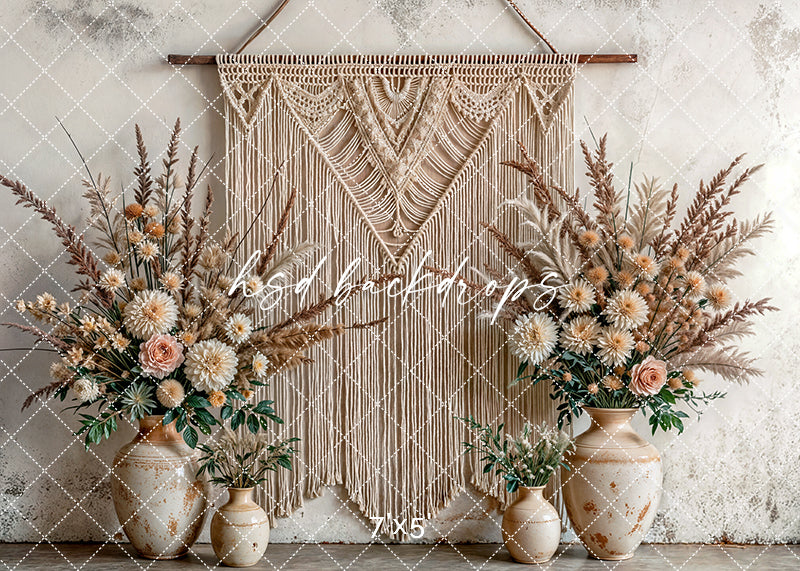 Boho Macrame Wall - Beige - HSD Photography Backdrops