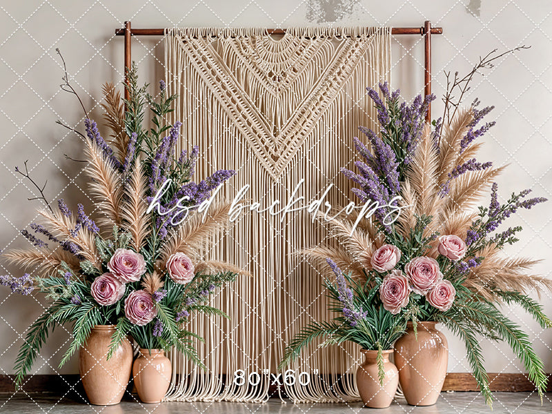 Boho Macrame Wall - Pink Rose - HSD Photography Backdrops