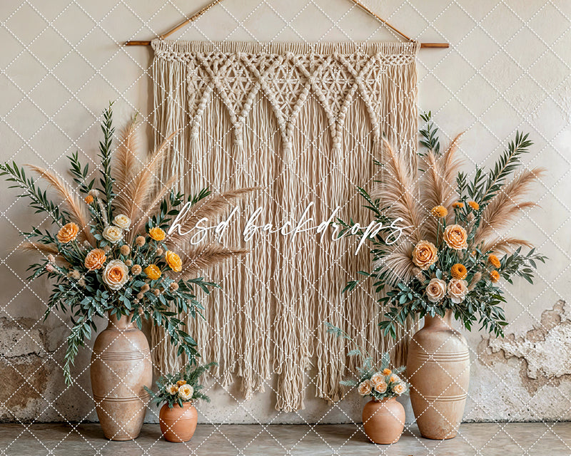 Boho Macrame Wall - Yellow Rose - HSD Photography Backdrops