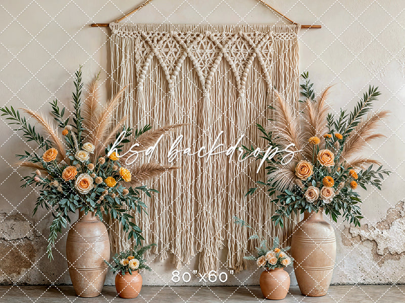 Boho Macrame Wall - Yellow Rose - HSD Photography Backdrops
