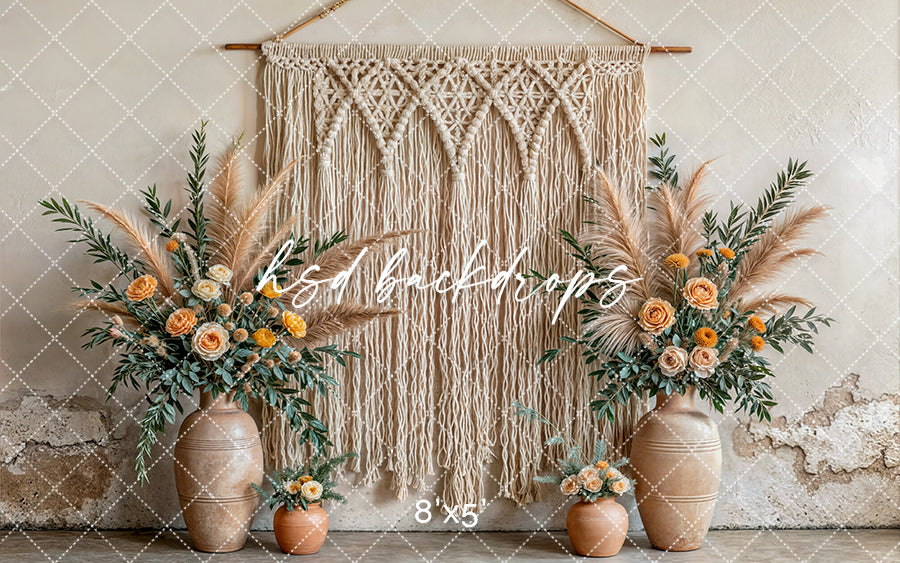 Boho Macrame Wall - Yellow Rose - HSD Photography Backdrops