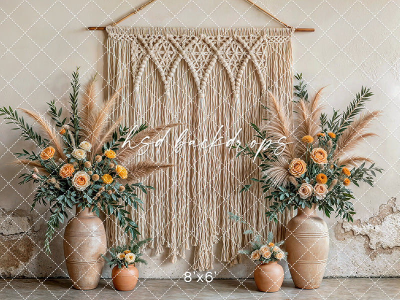 Boho Macrame Wall - Yellow Rose - HSD Photography Backdrops