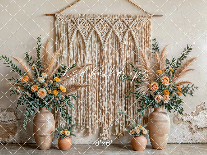 Boho Macrame Wall - Yellow Rose - HSD Photography Backdrops