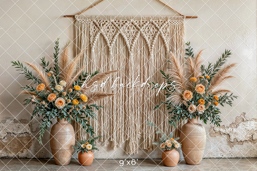 Boho Macrame Wall - Yellow Rose - HSD Photography Backdrops