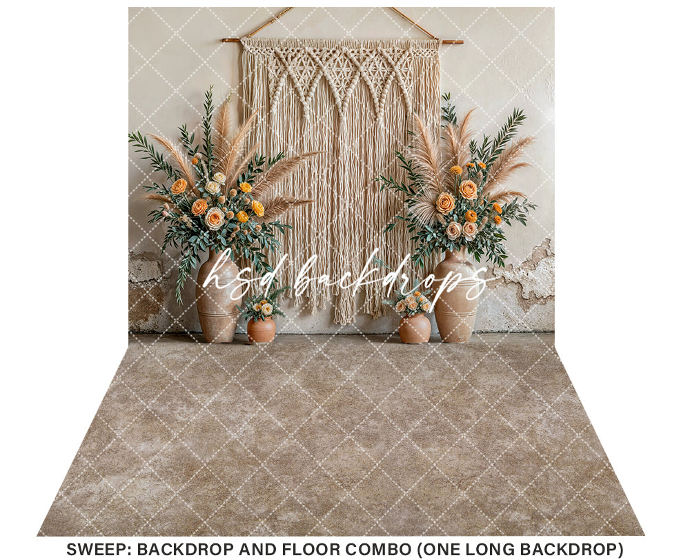 Boho Macrame Wall - Yellow Rose - HSD Photography Backdrops