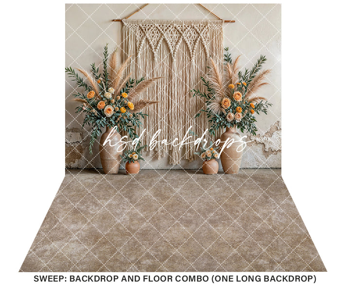 Boho Macrame Wall - Yellow Rose - HSD Photography Backdrops