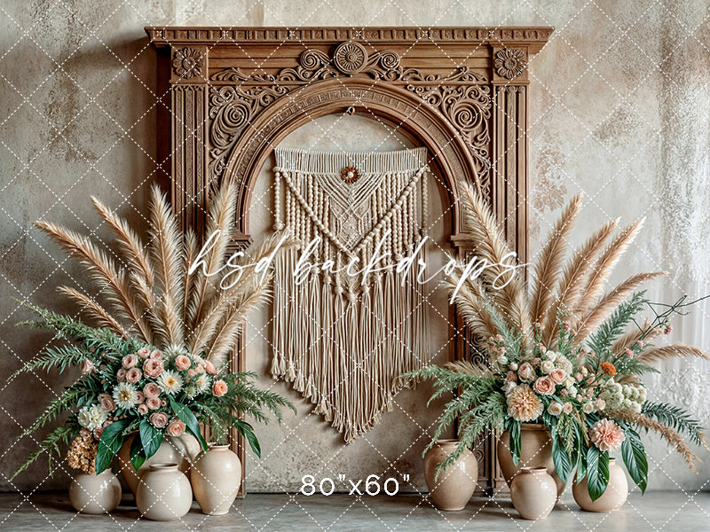 Wood Frame Boho Macrame Wall - HSD Photography Backdrops