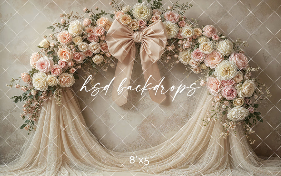 Beautiful Floral Arch Bow - Beige (sweep options) - HSD Photography Backdrops