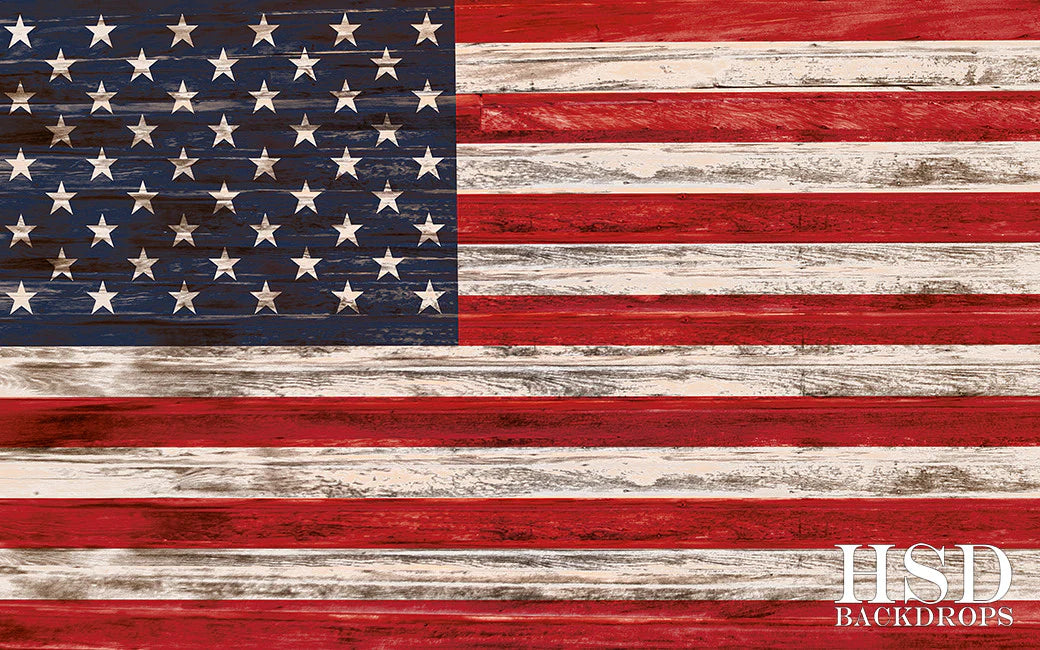 Rustic American Flag (poly) - HSD Photography Backdrops