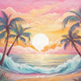 Dream House Beach Beach backdrop with tropical scene and palm trees