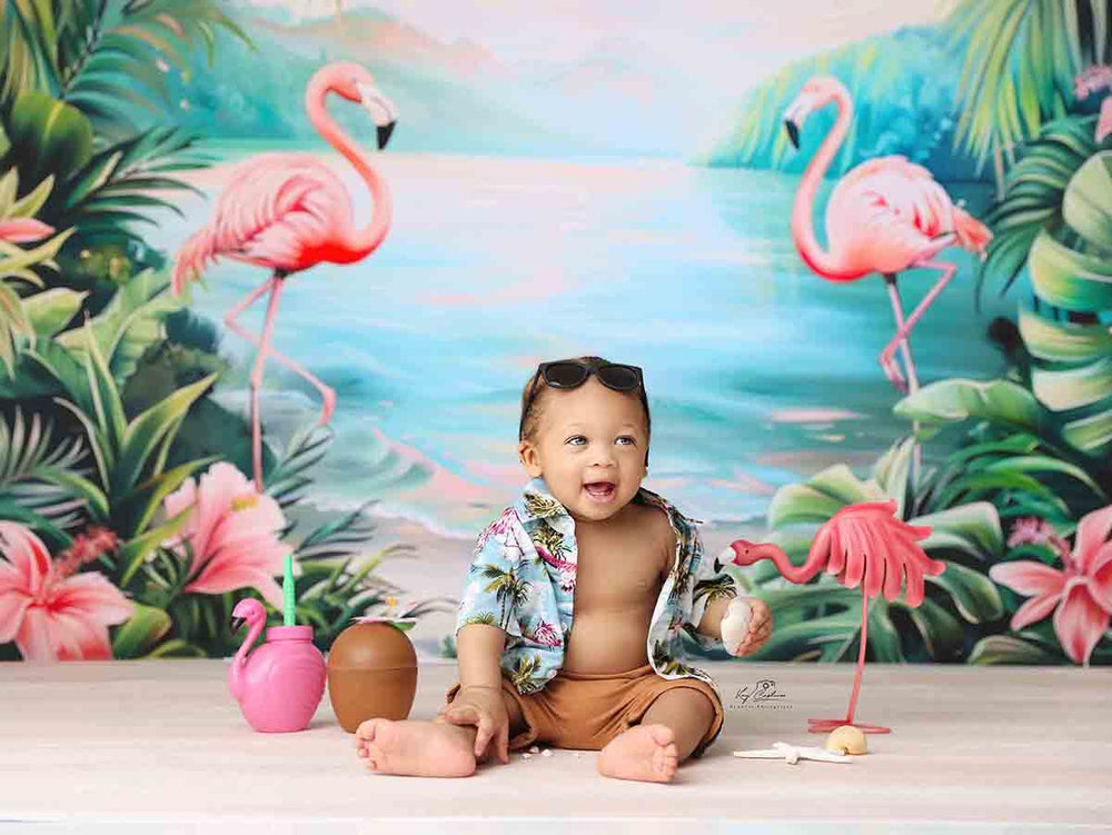 Tropical Flamingos - HSD Photography Backdrops