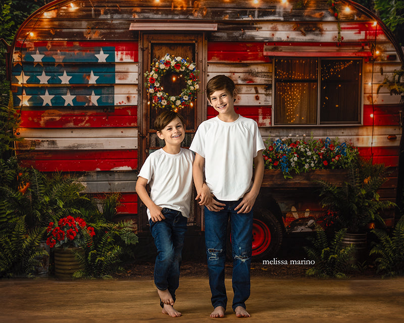 Rustic Patriotic Camper - HSD Photography Backdrops