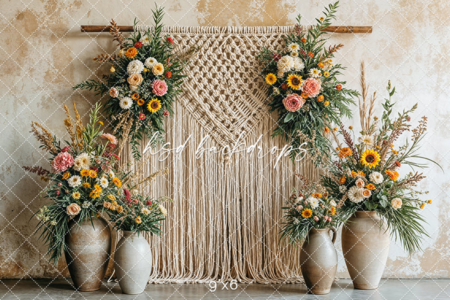 Boho Macrame Wall - Summer Blooms (sweep options) - HSD Photography Backdrops
