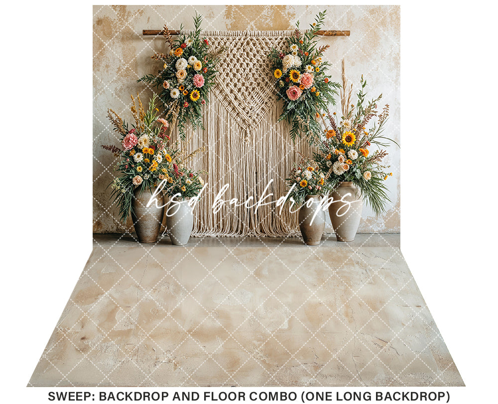 Boho Macrame Wall - Summer Blooms (sweep options) - HSD Photography Backdrops