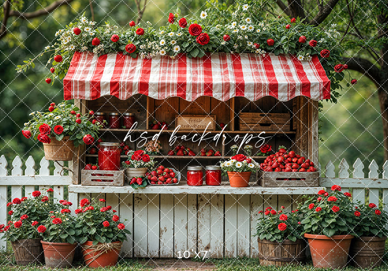 Sweet Strawberry Stand (sweep options) - HSD Photography Backdrops