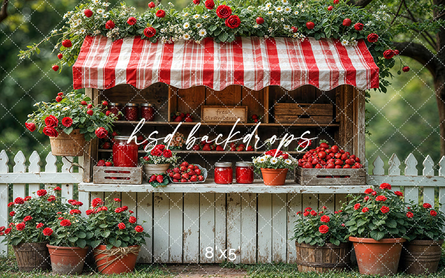 Sweet Strawberry Stand (sweep options) - HSD Photography Backdrops